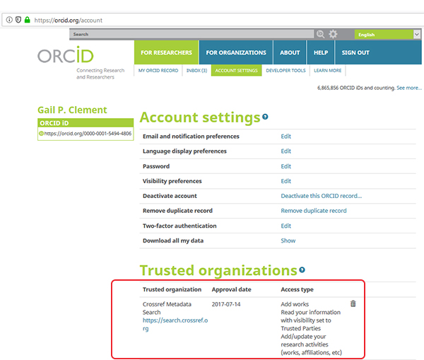 Figure 3d. View permission in ORCID